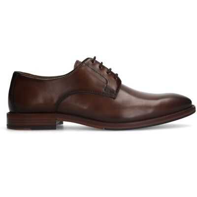 Manfield Bruine Leren Veterschoenen - Maat 44 bruin Manfield Bruine Leren Veterschoenen - Maat 44 bruin