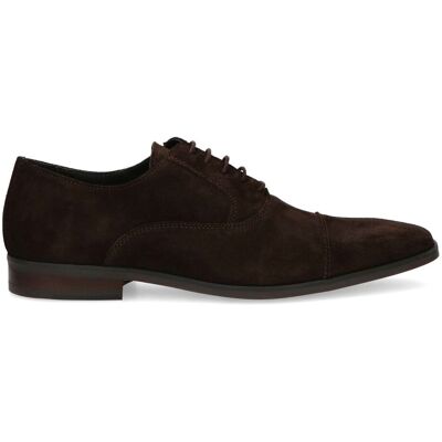 Manfield Donkerbruine Suède Veterschoenen - Maat 41 donker bruin Manfield Donkerbruine Suède Veterschoenen - Maat 41 donker bruin