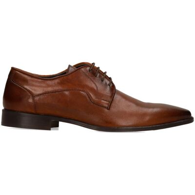 Manfield Bruine Leren Veterschoenen - Maat 44 bruin Manfield Bruine Leren Veterschoenen - Maat 44 bruin