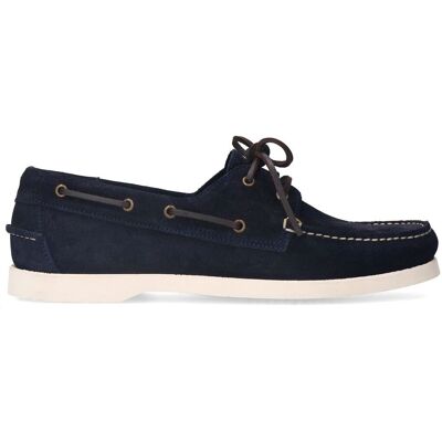 Manfield Donkerblauwe Suède Bootschoenen Met Veters - Maat 44 blauw Manfield Donkerblauwe Suède Bootschoenen Met Veters - Maat 44 blauw
