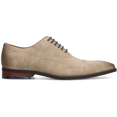 Van Lier Taupe Suède Veterschoenen - Maat 41 taupe Van Lier Taupe Suède Veterschoenen - Maat 41 taupe