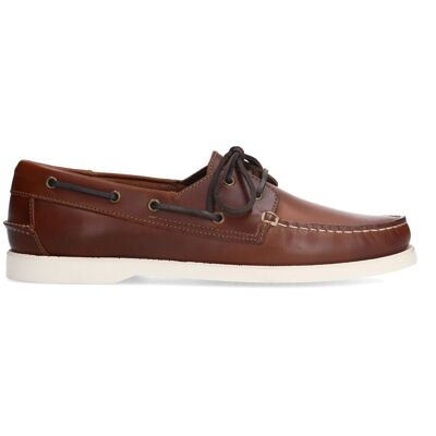 Manfield Cognac Leren Bootschoenen Met Veters - Maat 47 cognac Manfield Cognac Leren Bootschoenen Met Veters - Maat 47 cognac