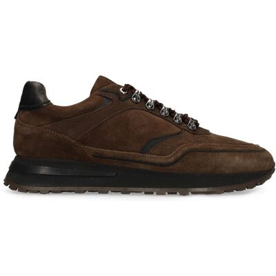 Manfield Bruine Suède Sneakers Met Veters - Maat 45 bruin Manfield Bruine Suède Sneakers Met Veters - Maat 45 bruin