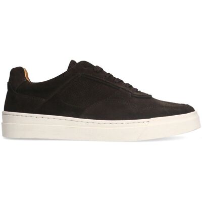Manfield Donker Bruine Suède Sneakers Met Veters - Maat 41 bruin Manfield Donker Bruine Suède Sneakers Met Veters - Maat 41 bruin