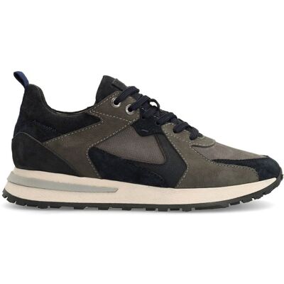 Manfield Donkerblauwe Nubuck Sneakers Met Veters - Maat 45 blauw Manfield Donkerblauwe Nubuck Sneakers Met Veters - Maat 45 blauw