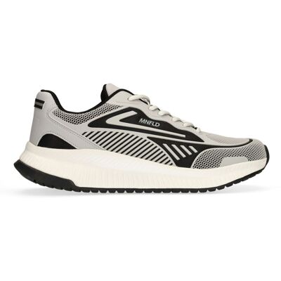 Manfield Grijze Leren Sneakers Met Veters - Maat 44 grijs Manfield Grijze Leren Sneakers Met Veters - Maat 44 grijs