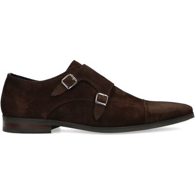 Manfield Donkerbruine Gespschoenen Van Suède - Maat 42 donker bruin Manfield Donkerbruine Gespschoenen Van Suède - Maat 42 donker bruin