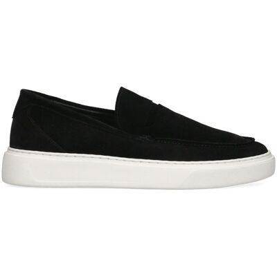 Manfield Zwarte Suède Loafers Met Sportieve Zool - Maat 45 zwart Manfield Zwarte Suède Loafers Met Sportieve Zool - Maat 45 zwart