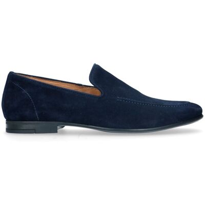 Manfield Blauwe Suède Loafers - Maat 47 blauw Manfield Blauwe Suède Loafers - Maat 47 blauw