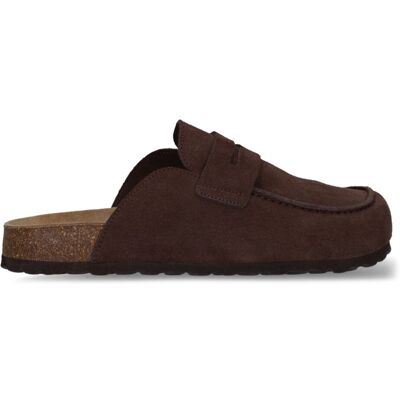Manfield Donkerbruine Suède Clogs - Maat 45 bruin Manfield Donkerbruine Suède Clogs - Maat 45 bruin