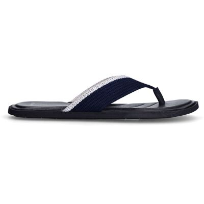 Manfield Donkerblauwe Canvas Slippers - Maat 44 blauw Manfield Donkerblauwe Canvas Slippers - Maat 44 blauw