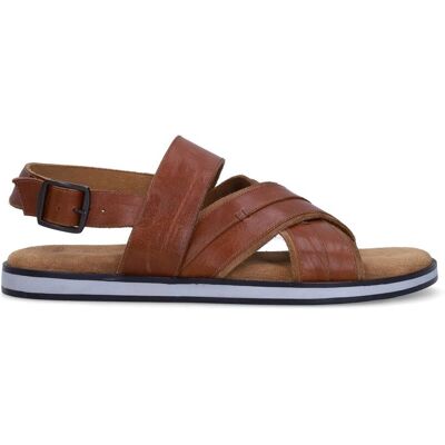 No Stress Cognac Leren Sandalen Met Gespsluiting - Maat 44 cognac No Stress Cognac Leren Sandalen Met Gespsluiting - Maat 44 cognac