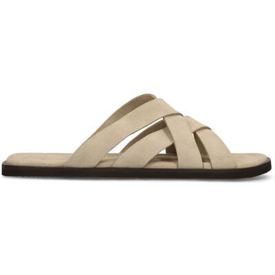 Manfield Beige Suède Gevlochten Slippers - Maat 43 beige Manfield Beige Suède Gevlochten Slippers - Maat 43 beige