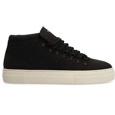 Manfield Zwarte Nubuck Sneakers Met Veters - Maat 44 zwart Manfield Zwarte Nubuck Sneakers Met Veters - Maat 44 zwart