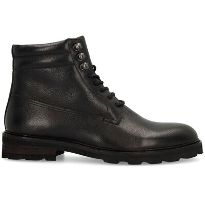 Manfield Zwarte Leren Veterboots - Maat 45 zwart Manfield Zwarte Leren Veterboots - Maat 45 zwart