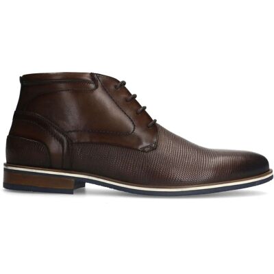 Manfield Bruine Leren Veterboots - Maat 45 bruin Manfield Bruine Leren Veterboots - Maat 45 bruin