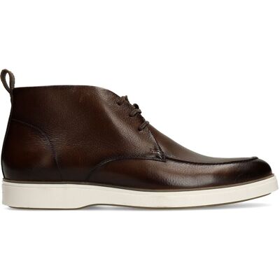 Manfield Donkerbruine Leren Veterschoenen - Maat 41 bruin Manfield Donkerbruine Leren Veterschoenen - Maat 41 bruin