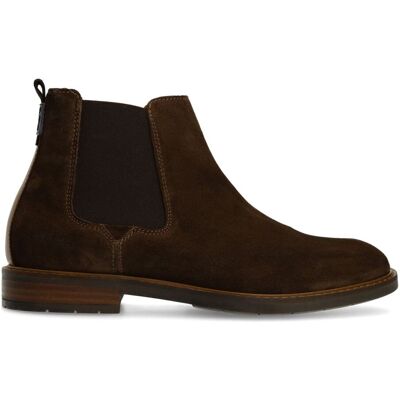 Van Lier Donkerbruine Suède Chelsea Boots Met Elastieke Sluiting - Maat 45 bruin Van Lier Donkerbruine Suède Chelsea Boots Met Elastieke Sluiting - Maat 45 bruin