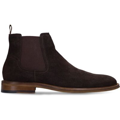 Manfield Bruine Suède Chelsea Boots Met Elastieke Sluiting - Maat 43 bruin Manfield Bruine Suède Chelsea Boots Met Elastieke Sluiting - Maat 43 bruin