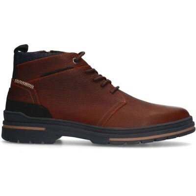 Manfield Cognac Leren Veterboots - Maat 45 cognac Manfield Cognac Leren Veterboots - Maat 45 cognac