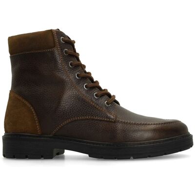 Manfield Taupe Leren Veterboots - Maat 43 taupe Manfield Taupe Leren Veterboots - Maat 43 taupe