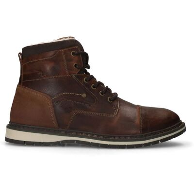 Manfield Cognac Leren Veterboots - Maat 45 cognac Manfield Cognac Leren Veterboots - Maat 45 cognac