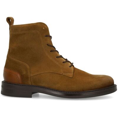 Manfield Cognac Suède Veterboots - Maat 46 cognac Manfield Cognac Suède Veterboots - Maat 46 cognac