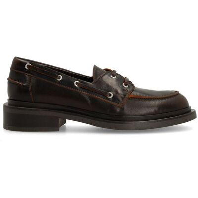 Manfield Bruine Leren Bootschoenen - Maat 36 bruin Manfield Bruine Leren Bootschoenen - Maat 36 bruin