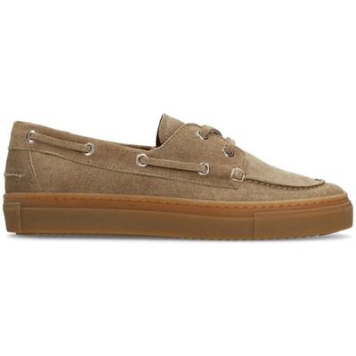 Manfield Taupe Suède Bootschoenen Met Veters - Maat 37 beige Manfield Taupe Suède Bootschoenen Met Veters - Maat 37 beige