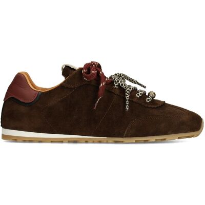 Manfield Bruine Suède Sneakers Met Dubbele Vetersluiting - Maat 37 bruin Manfield Bruine Suède Sneakers Met Dubbele Vetersluiting - Maat 37 bruin