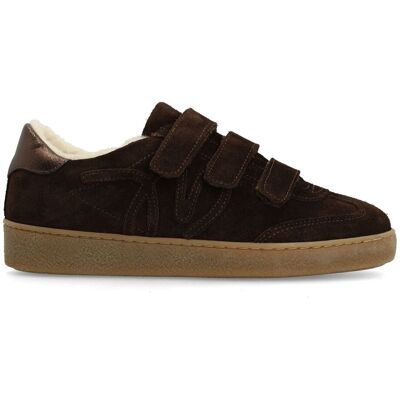 Manfield Donkerbruine Suède Sneakers Met Klittenband Sluiting - Maat 38 bruin Manfield Donkerbruine Suède Sneakers Met Klittenband Sluiting - Maat 38 bruin