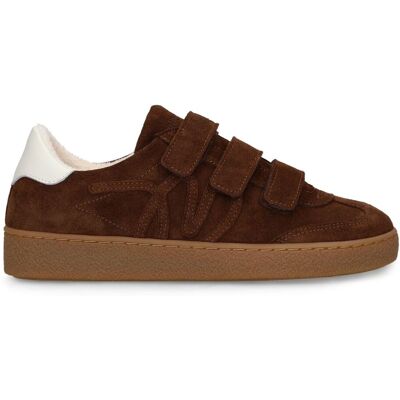 Manfield Bruine Suède Sneakers Met Klittenband Sluiting - Maat 36 bruin Manfield Bruine Suède Sneakers Met Klittenband Sluiting - Maat 36 bruin