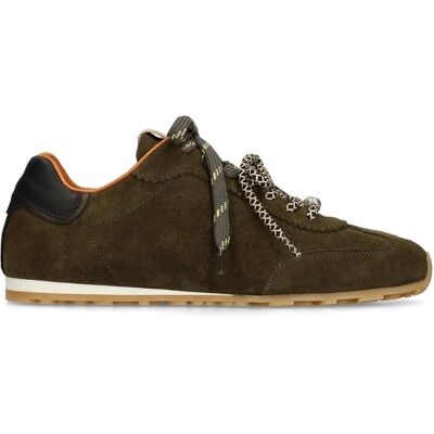 Manfield Donkergroene Suède Sneakers Met Dubbele Vetersluiting - Maat 36 groen Manfield Donkergroene Suède Sneakers Met Dubbele Vetersluiting - Maat 36 groen