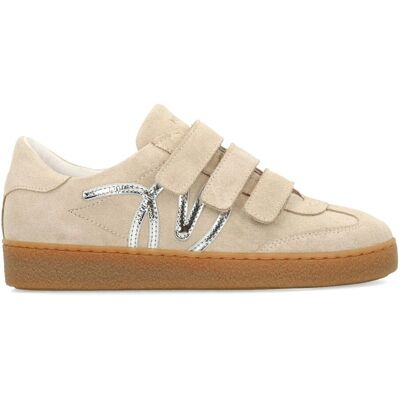 Manfield Beige Suède Sneakers Met Klittenband Met Klittenband Sluiting - Maat 36 beige Manfield Beige Suède Sneakers Met Klittenband Met Klittenband Sluiting - Maat 36 beige