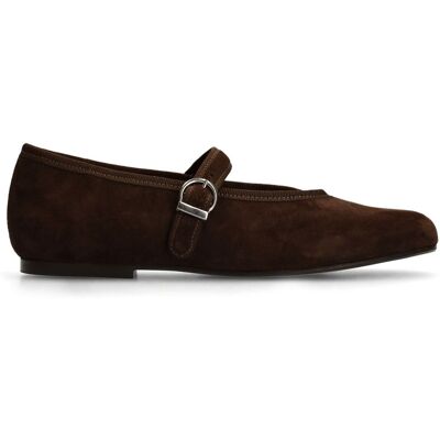 Manfield Bruine Suède Ballerina's Met Gesp - Maat 36 bruin Manfield Bruine Suède Ballerina's Met Gesp - Maat 36 bruin