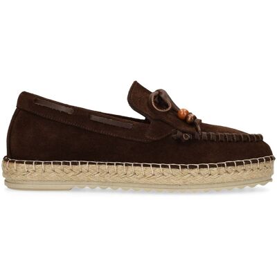Manfield Bruine Suède Espadrilles Met Franjes Met Veters - Maat 38 bruin Manfield Bruine Suède Espadrilles Met Franjes Met Veters - Maat 38 bruin
