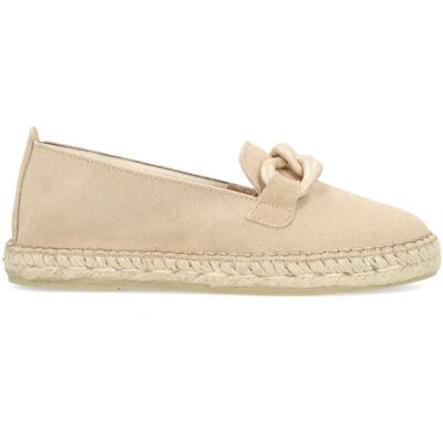 Manfield Beige Suède Espadrilles Met Chain - Maat 36 beige Manfield Beige Suède Espadrilles Met Chain - Maat 36 beige