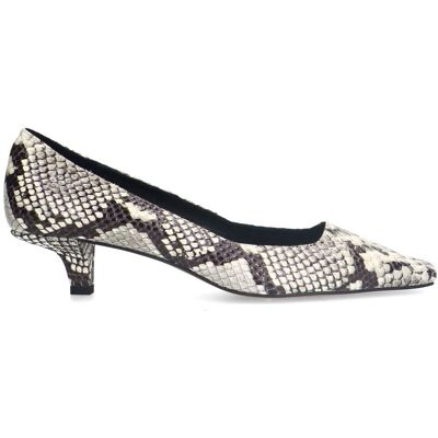 Manfield Leren Slangenprint Pumps Met Lage Hak Van 3 Cm - Maat 36 grijs Manfield Leren Slangenprint Pumps Met Lage Hak Van 3 Cm - Maat 36 grijs