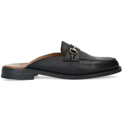 Manfield Zwarte Leren Muiltjes Met Lage Hak Van 2 Cm - Maat 42 zwart Manfield Zwarte Leren Muiltjes Met Lage Hak Van 2 Cm - Maat 42 zwart