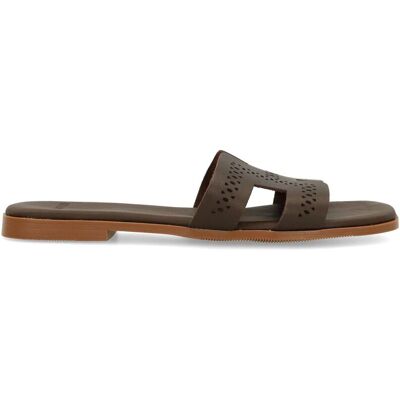 Manfield Donkerbruine Leren Slippers - Maat 37 bruin Manfield Donkerbruine Leren Slippers - Maat 37 bruin
