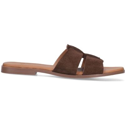 Manfield Bruine Suède Slippers - Maat 42 bruin Manfield Bruine Suède Slippers - Maat 42 bruin