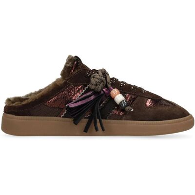 Manfield Donkerbruine Leren Instap Sneakers Met Voering Met Veters - Maat 42 bruin Manfield Donkerbruine Leren Instap Sneakers Met Voering Met Veters - Maat 42 bruin