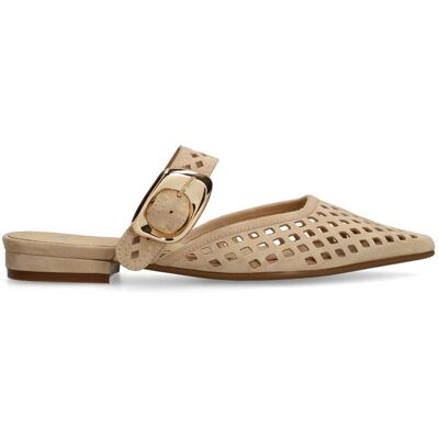 Manfield Beige Leren Instappers Met Gespsluiting - Maat 37 beige Manfield Beige Leren Instappers Met Gespsluiting - Maat 37 beige