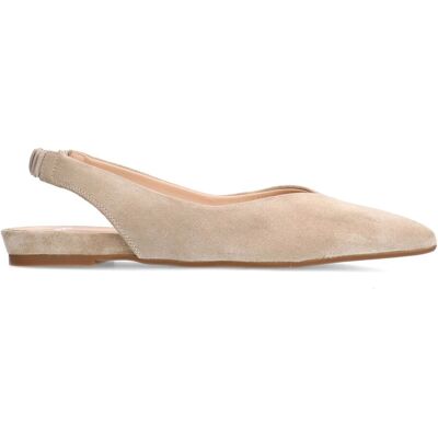 Manfield Beige Suède Slingback Ballerina's Met Elastieke Sluiting - Maat 37 beige Manfield Beige Suède Slingback Ballerina's Met Elastieke Sluiting - Maat 37 beige