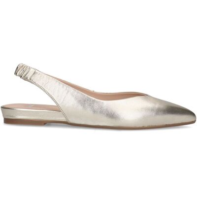 Manfield Gouden Leren Slingback Ballerina's Met Elastieke Sluiting - Maat 38 goud Manfield Gouden Leren Slingback Ballerina's Met Elastieke Sluiting - Maat 38 goud