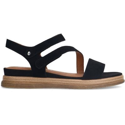 No Stress Zwarte Leren Sandalen Met Plateau Zool Met Klittenband Sluiting - Maat 42 zwart No Stress Zwarte Leren Sandalen Met Plateau Zool Met Klittenband Sluiting - Maat 42 zwart