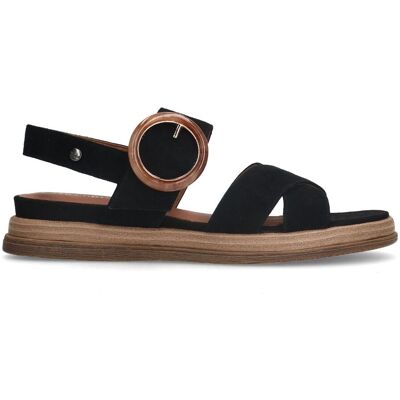 No Stress Zwarte Leren Plateau Sandalen Met Gesp - Maat 36 zwart No Stress Zwarte Leren Plateau Sandalen Met Gesp - Maat 36 zwart