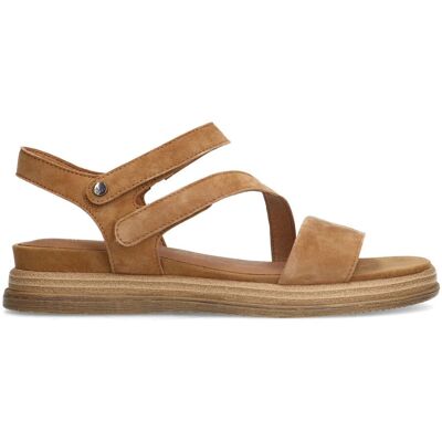 No Stress Cognac Leren Sandalen Met Plateau Zool Met Klittenband Sluiting - Maat 42 cognac No Stress Cognac Leren Sandalen Met Plateau Zool Met Klittenband Sluiting - Maat 42 cognac