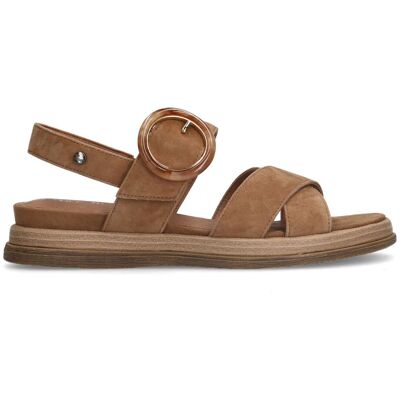 No Stress Beige Suède Plateau Sandalen Met Gesp - Maat 39 beige No Stress Beige Suède Plateau Sandalen Met Gesp - Maat 39 beige
