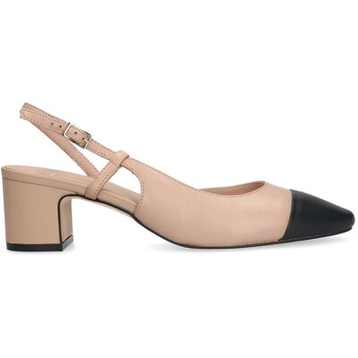 Manfield Beige Leren Slingback Pumps Met Lage Hak Van 5 Cm Met Gespsluiting - Maat 40 zwart Manfield Beige Leren Slingback Pumps Met Lage Hak Van 5 Cm Met Gespsluiting - Maat 40 zwart
